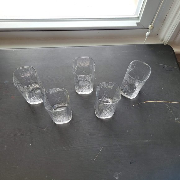 Vintage Frosted Textured Glass Tumblers - Trees - Picture 6 of 12